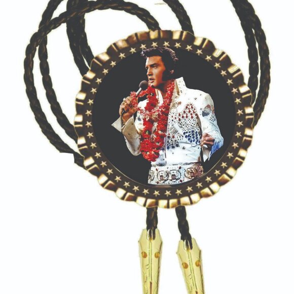 Elvis Bolo Tie All Metal Necktie Photo Art Hand Made New All Brass Material, 36 - Picture 1 of 1